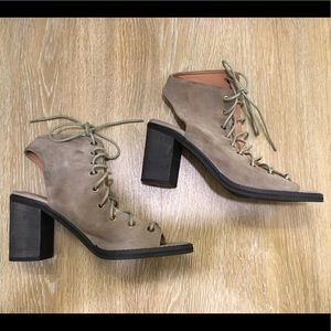 Jeffrey Campbell peep toe suede bootie